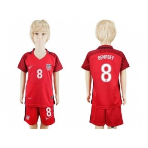 USA #8 Dempsey Away Kid Soccer Country Jersey