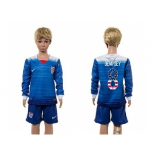 USA #8 Dempsey Independence Day Away Long Sleeves Kid Soccer Country Jersey