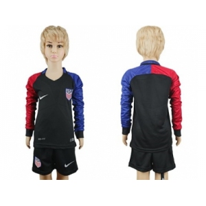 USA Blank Away Long Sleeves Kid Soccer Country Jersey1