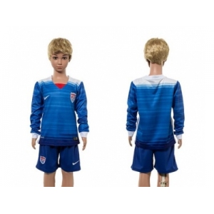 USA Blank Away Long Sleeves Kid Soccer Country Jersey2