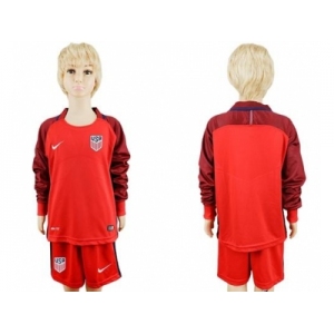 USA Blank Away Long Sleeves Kid Soccer Country Jersey