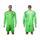 Argentina #1 Romero Green Goalkeeper Long Sleeves Soccer Country Jersey 1