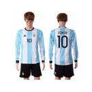 Argentina #10 Roman Home Long Sleeves Soccer Country Jersey