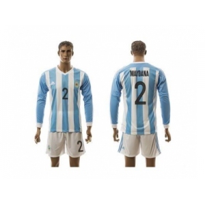 Argentina #2 Maydana Home Long Sleeves Soccer Country Jersey1