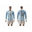 Argentina #3 Mercado Home Long Sleeves Soccer Country Jersey1