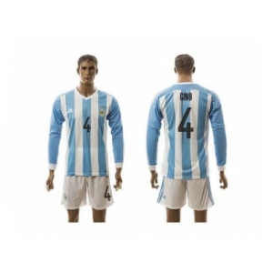 Argentina #4 Gino Home Long Sleeves Soccer Country Jersey1
