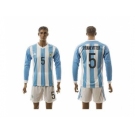 Argentina #5 Kranevitter Home Long Sleeves Soccer Country Jersey2
