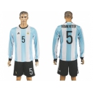 Argentina #5 Kranevitter Home Long Sleeves Soccer Country Jersey