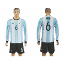 Argentina #6 Biglia Home Long Sleeves Soccer Country Jersey1