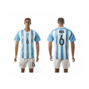 Argentina #6 Biglia Home Soccer Country Jersey