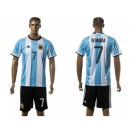 Argentina #7 Di Maria Home Soccer Country Jersey