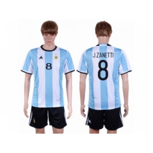 Argentina #8 J.Zanetti Home Soccer Country Jersey