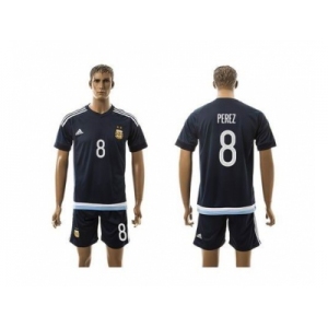 Argentina #8 Perez Away Soccer Country Jersey