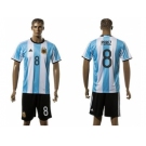Argentina #8 Perez Home Soccer Country Jersey