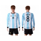 Argentina #8 Simeoni Home Long Sleeves Soccer Country Jersey
