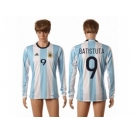 Argentina #9 Batistuta Home Long Sleeves Soccer Country Jersey1