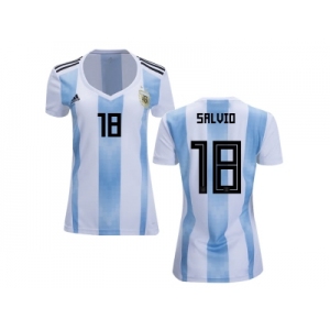 Women Argentina #18 Salvio Home Soccer Country Jersey