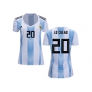 Women Argentina #20 Lo Celso Home Soccer Country Jersey
