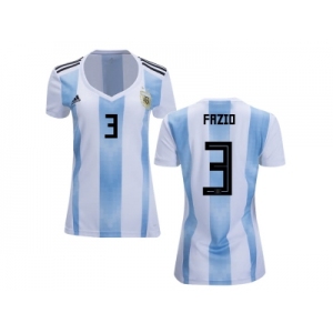 Women Argentina #3 Fazio Home Soccer Country Jersey