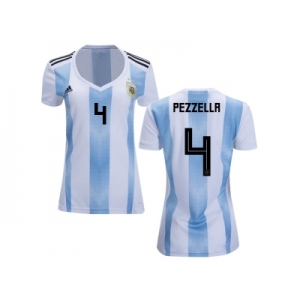 Women Argentina #4 Pezzella Home Soccer Country Jersey