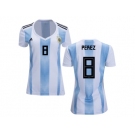 Women Argentina #8 Perez Home Soccer Country Jersey
