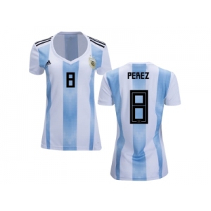 Women Argentina #8 Perez Home Soccer Country Jersey