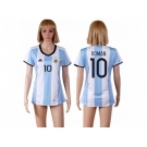 Women's Argentina #10 Roman Home Soccer Country Jersey