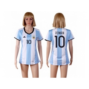 Women's Argentina #10 Roman Home Soccer Country Jersey