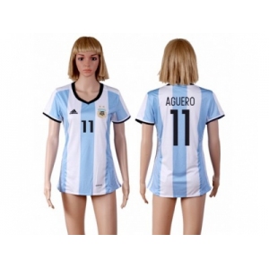 Women's Argentina #11 Aguero Home Soccer Country Jersey