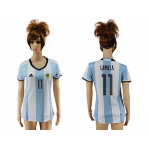 Women's Argentina #11 Lamela Home Soccer Country Jersey