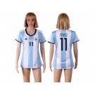 Women's Argentina #11 Tevez Home Soccer Country Jersey