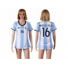 Women's Argentina #16 Marcos Rojo Home Soccer Country Jersey