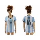Women's Argentina #16 Rojo Home Soccer Country Jersey