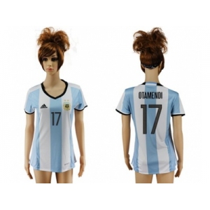 Women's Argentina #17 Otamendi Home Soccer Country Jersey