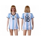 Women's Argentina #18 Lamela Home Soccer Country Jersey
