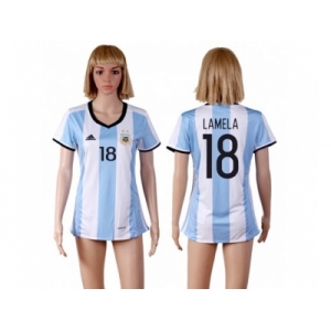 Women's Argentina #18 Lamela Home Soccer Country Jersey