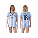 Women's Argentina #18 Pastore Home Soccer Country Jersey