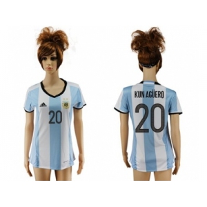 Women's Argentina #20 Kun Aguero Home Soccer Country Jersey
