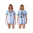 Women's Argentina #21 Dybala Home Soccer Country Jersey