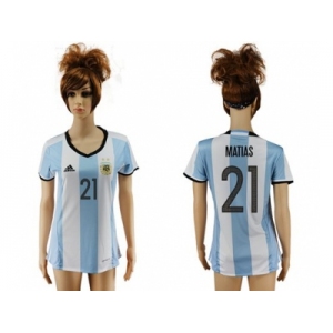 Women's Argentina #21 Matias Home Soccer Country Jersey
