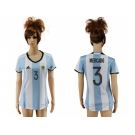 Women's Argentina #3 Mercado Home Soccer Country Jersey