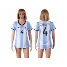 Women's Argentina #4 Zabaleta Home Soccer Country Jersey