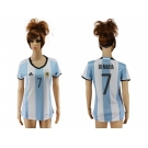 Women's Argentina #7 Di Maria Home Soccer Country Jersey