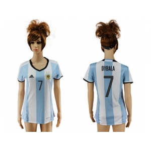 Women's Argentina #7 Dybala Home Soccer Country Jersey