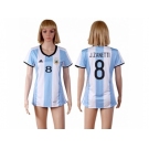 Women's Argentina #8 J.Zanetti Home Soccer Country Jersey