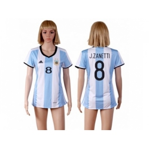 Women's Argentina #8 J.Zanetti Home Soccer Country Jersey