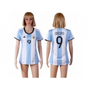 Women's Argentina #9 Crespo Home Soccer Country Jersey