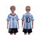 Argentina #10 Maradona Home Kid Soccer Country Jersey
