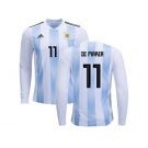 Argentina #11 Di Maria Home Long Sleeves Kid Soccer Country Jersey