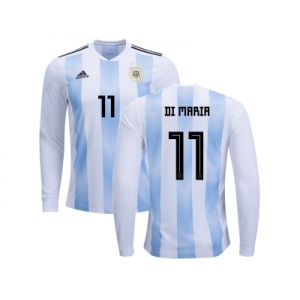 Argentina #11 Di Maria Home Long Sleeves Kid Soccer Country Jersey